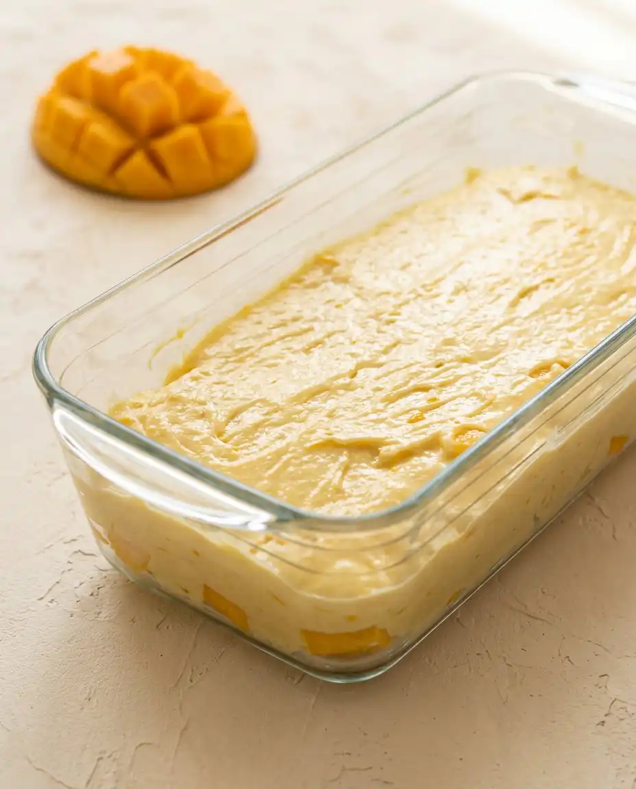 Mango Butter Cake 15 Light and fluffy creamed butter and sugar mixture in a stand mixer bowl for Mango Butter Cake