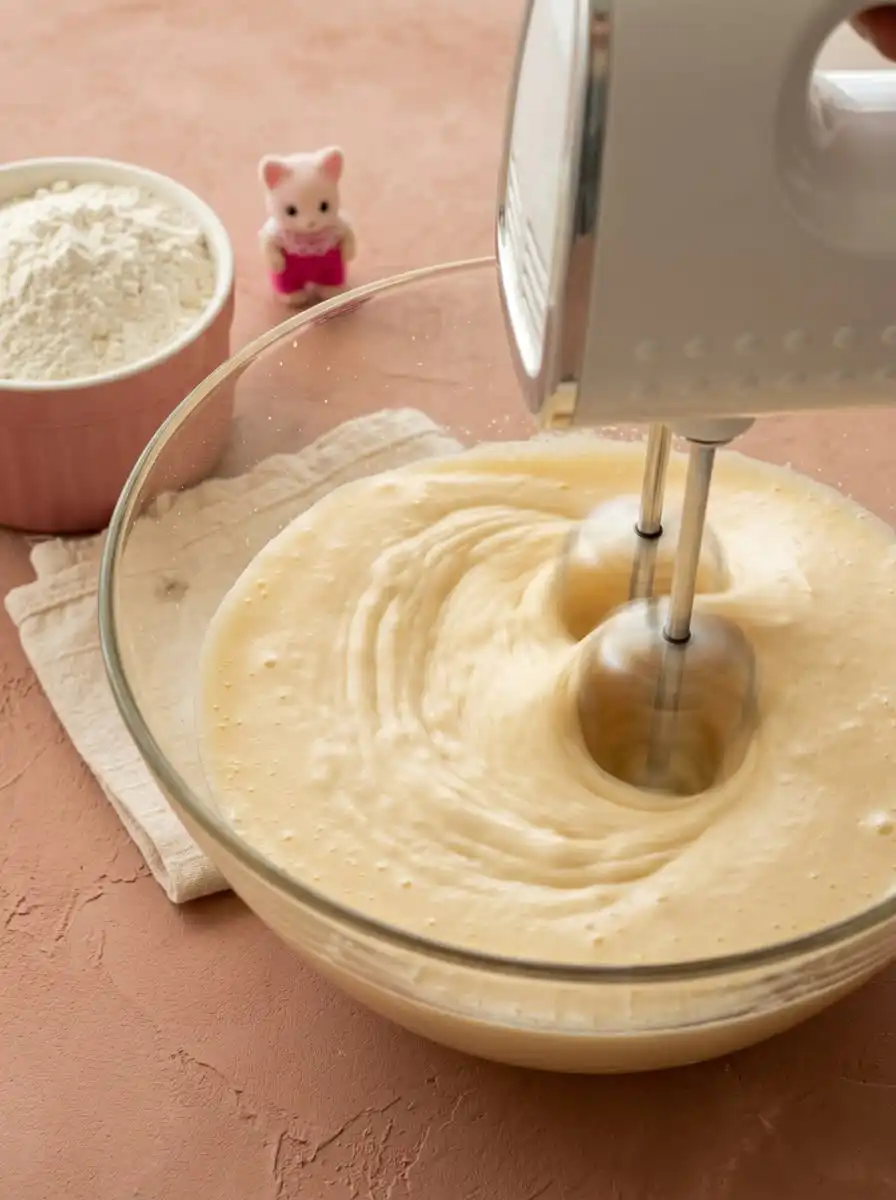 Fresh peaches, sour cream, and flour arranged for a peach watercolor cake design recipe.