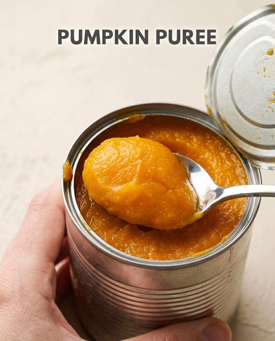 Classic Pumpkin Layer Cake 14 Ingredients for the Classic Pumpkin Layer Cake showing fresh pumpkin puree and farm eggs.