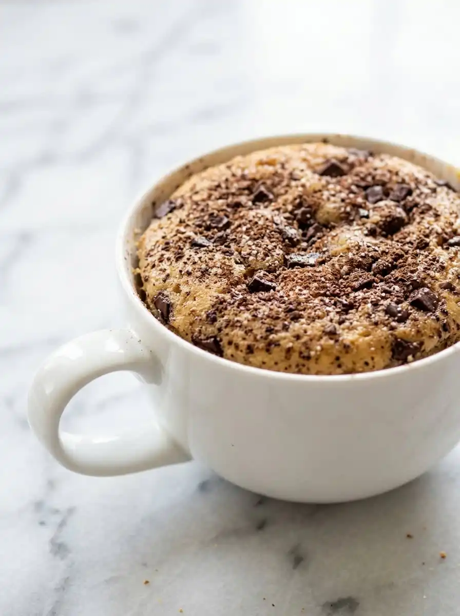 Chocolate Lava Mug Cake 14 Measured baking ingredients including cocoa and butter prepared for making a Chocolate Lava Mug Cake.