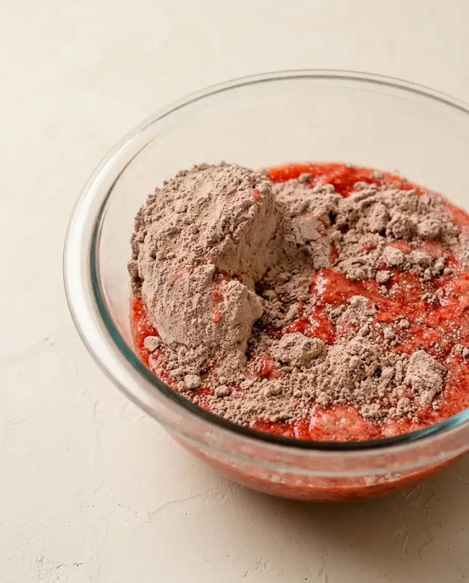 The ingredients for Red Velvet Cake Pops arranged on a marble kitchen counter