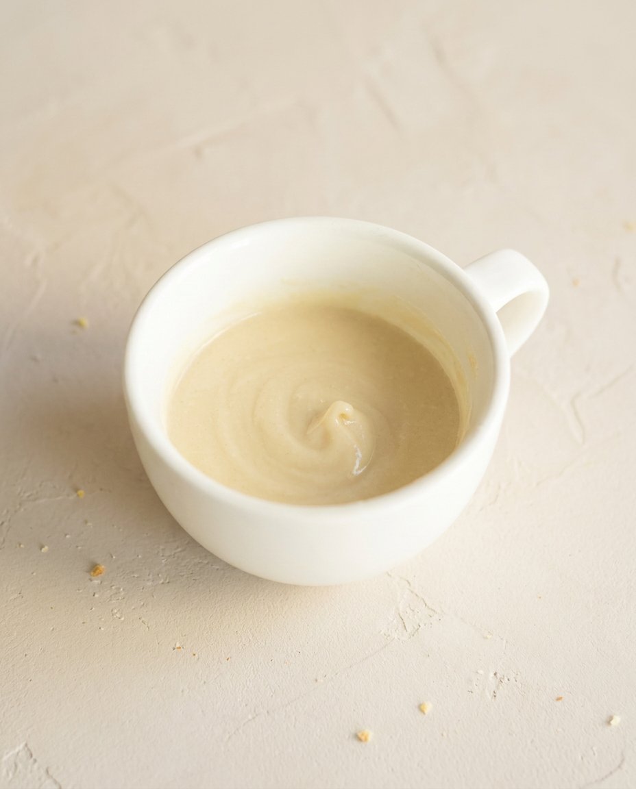 Close-up of the delicate and soft crumb texture of a fresh Lemon Mug Cake.