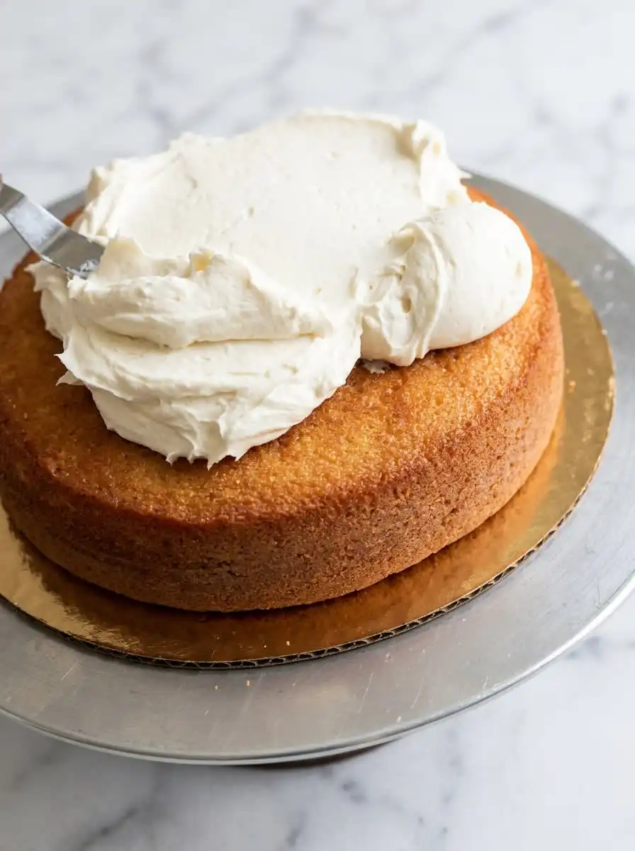 Two-Layer Naked Cake 14 Glass bowls holding measured cake flour and butter for a two layer naked cake