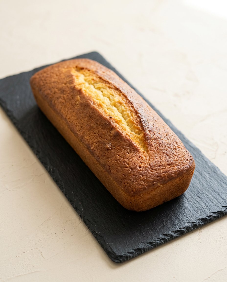 A plated slice of Vanilla Pound Cake served with fresh vanilla whipped cream.