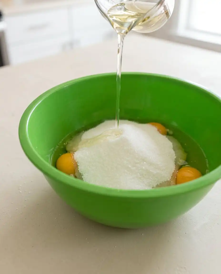 Weighed ingredients for the Pumpkin Spice Cake recipe on a digital scale.