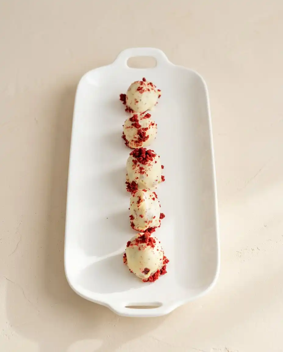 Red Velvet Cake Pops presented elegantly at a festive party table