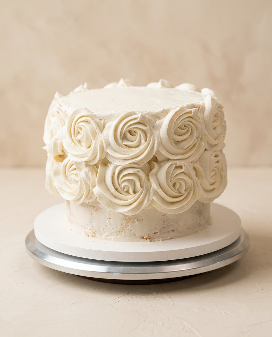 A beautiful slice of southern White Velvet Cake served on a vintage china plate with a silver fork.