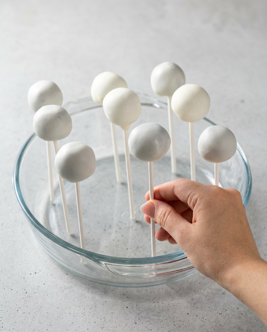 Rustic Oreo Cake Pops arranged beautifully on a wooden table next to a linen towel