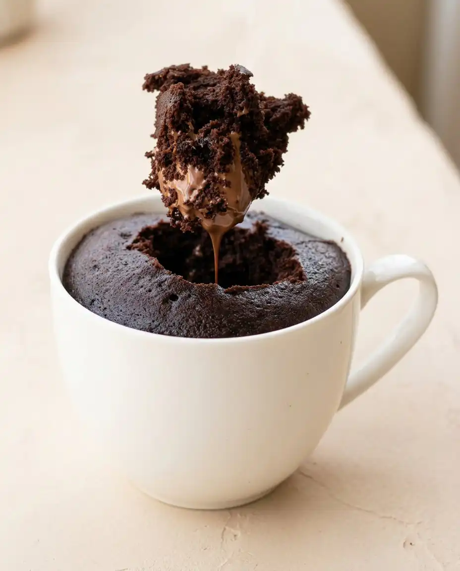 Nutella Mug Cake 16 A warm Nutella Mug Cake topped with a scoop of melting vanilla bean ice cream.