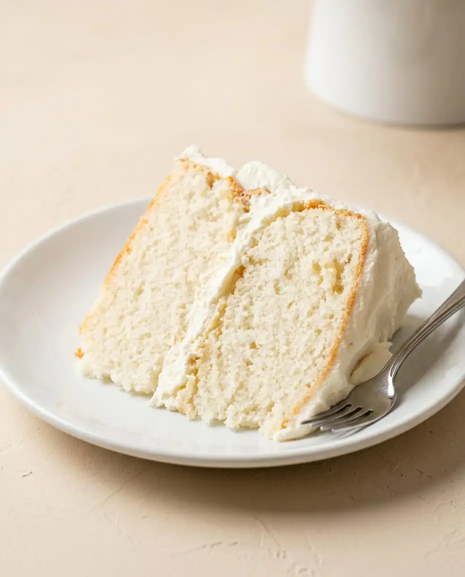 A whole Two-Layer Buttermilk Cake decorated with frosting on a cake stand next to tea
