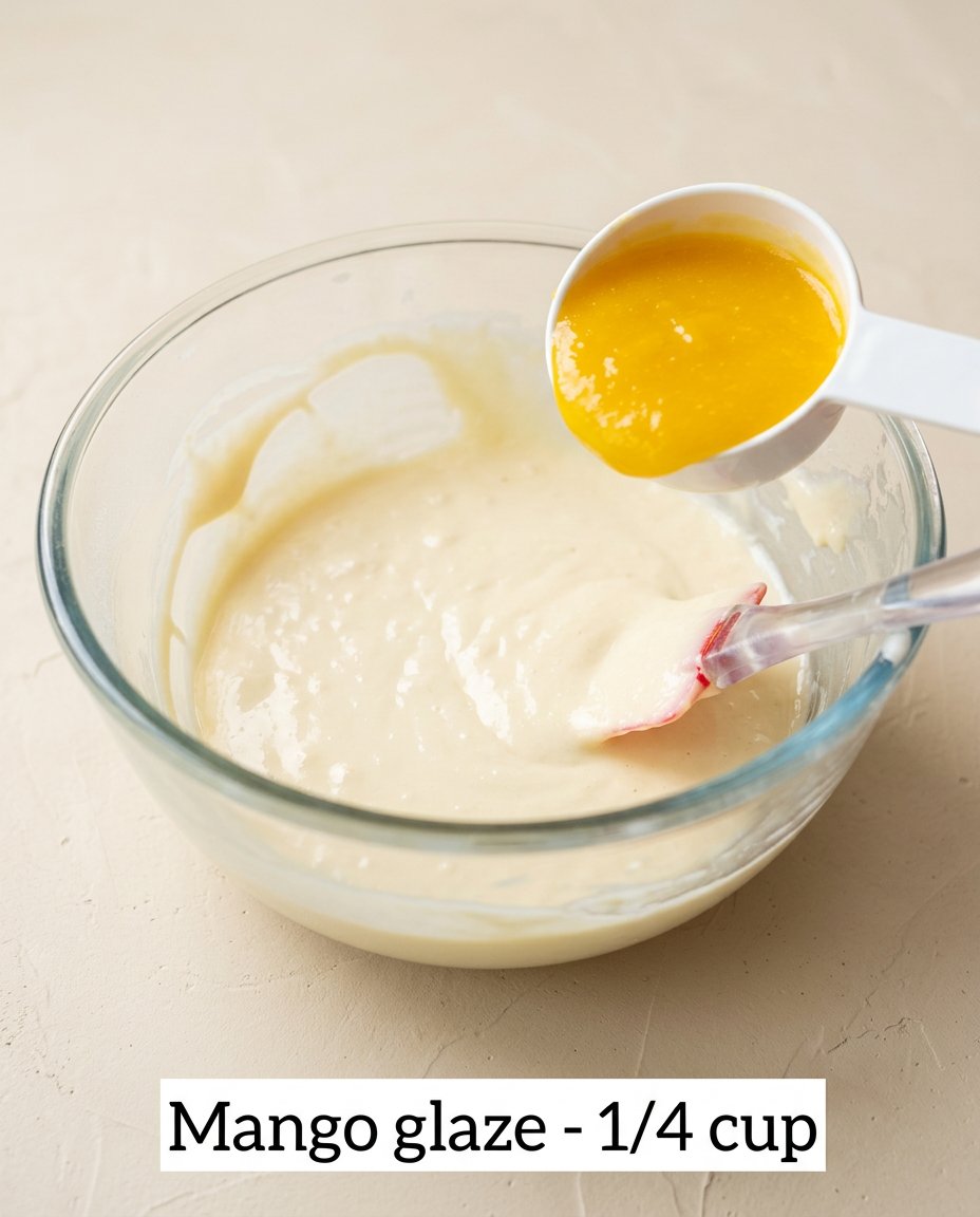 Mango Fresh Fruit Topped Cake 15 A person hand-slicing ripe yellow mangoes to prepare Mango Fresh Fruit Topped Cake toppings.