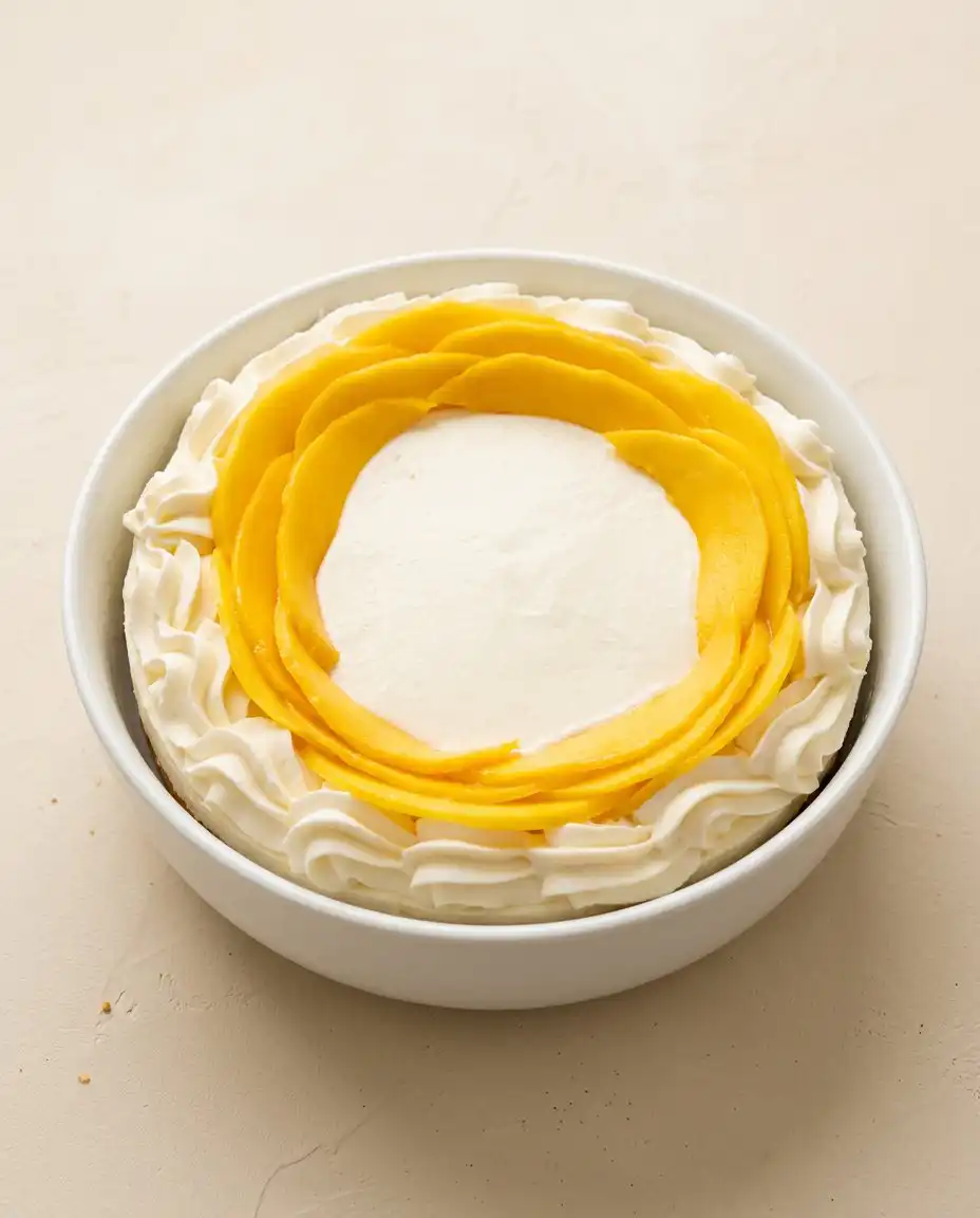 Mango Flower Crown Cake 15 Golden baked sponge cake layers cooling on wire racks for a Mango Flower Crown Cake.